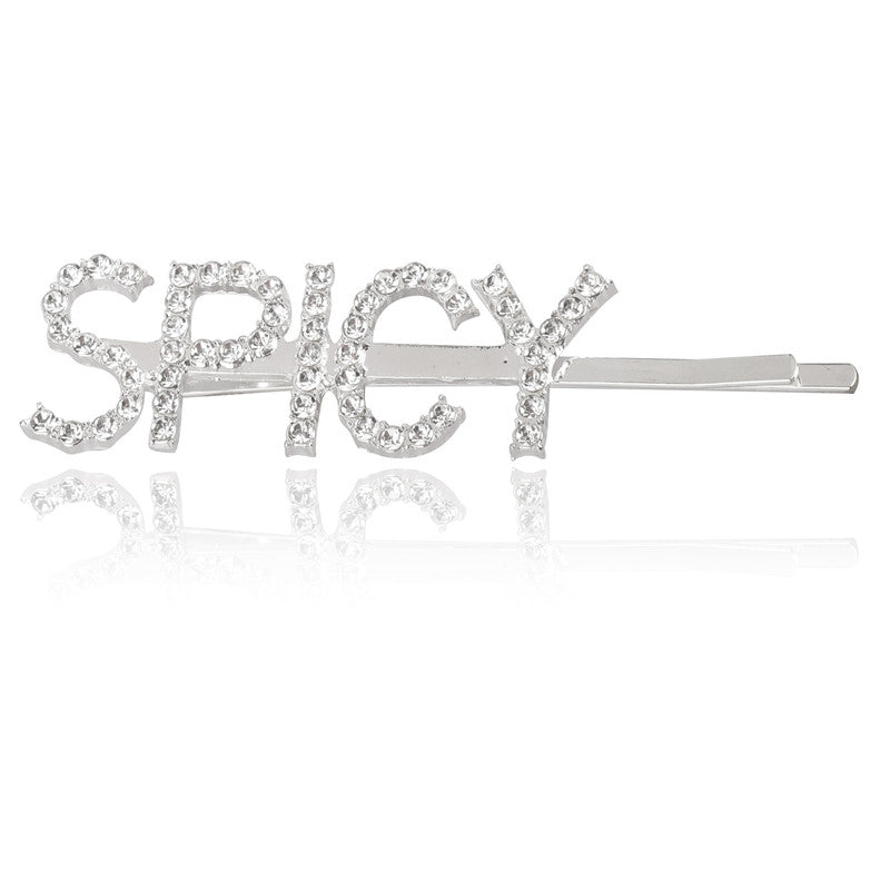 Vembley Silver Spicy Word Hairclip For Women and Girls