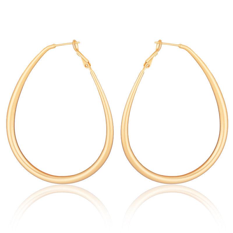 Trendy Golden Plain Hoop Earrings For Women and Girls - Vembley