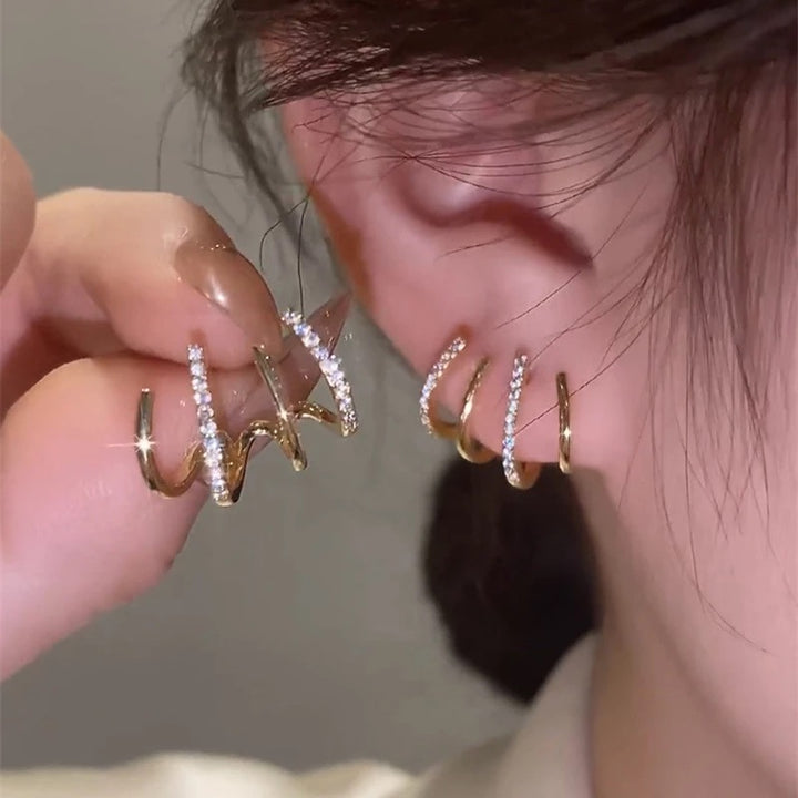 Korean 4 Earring Effect Claw Stud Earrings