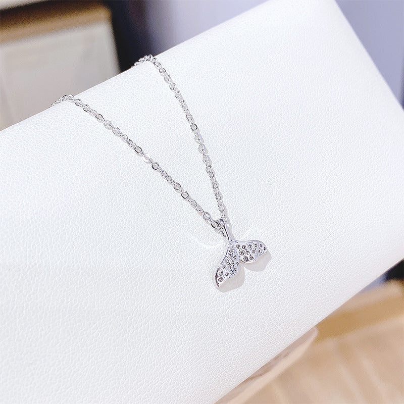  Gorgeous Platinum Plated Embedded Fish Tail Pendant Necklace for Women and Girls