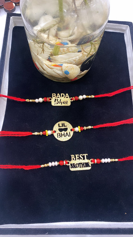 Vembley Combo of 3 Lavish Bada Bhai Best Brother Beads Rakhi For Rakshabandhan