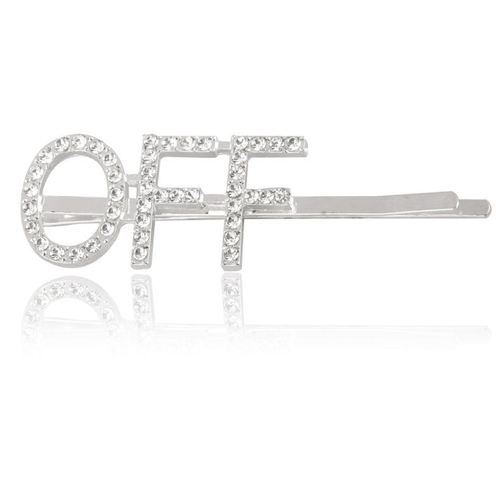 Vembley Fashion Silver Off Word Hairclip For Women and Girls