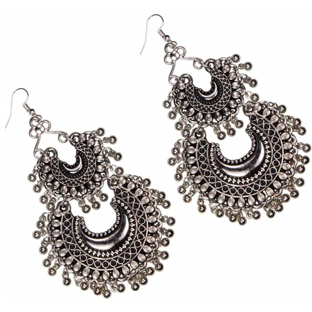 Pack of 2 Layered Golden and Silver Chandbali Earrings