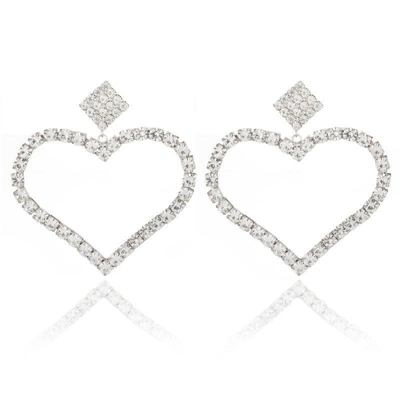 Embellished Silver Studded Heart Shaped Stud Earrings For Women and Girls - Vembley