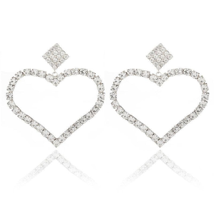 Embellished Silver Studded Heart Shaped Stud Earrings For Women and Girls - Vembley