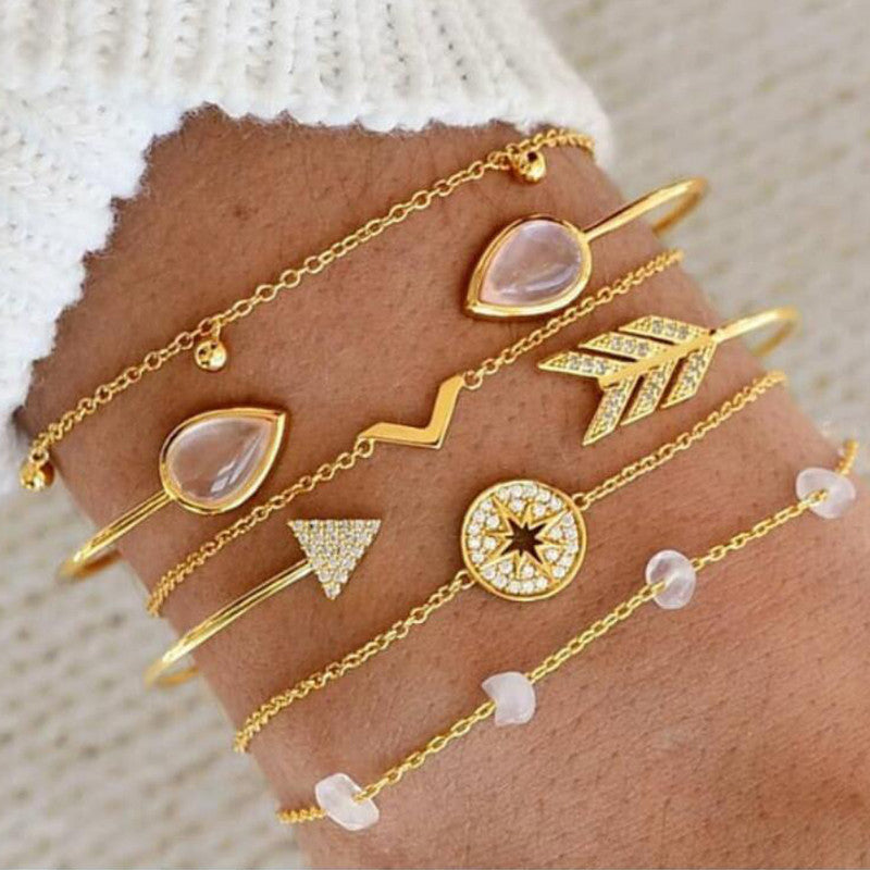Combo of Star Arrow Crystal Charm Bracelets
