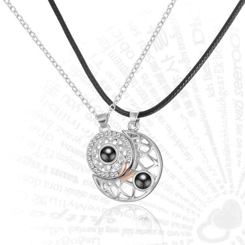 Sun Moon Matching Magnetic Couple Necklace