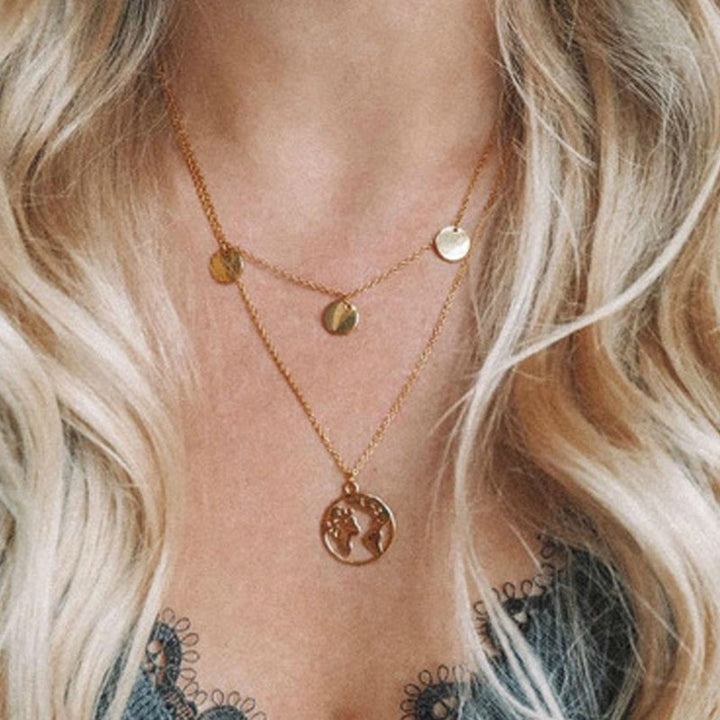 Gold Plated Double Layered Earth Pendant
