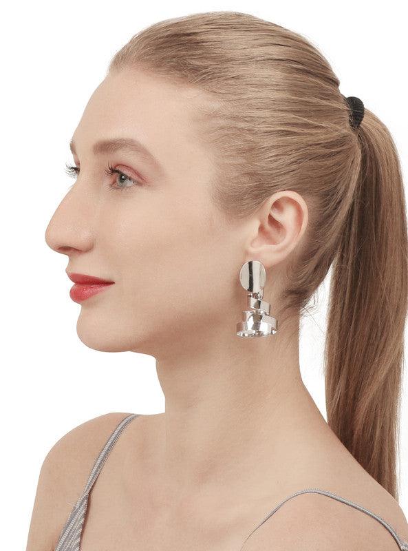 Stylish Silver Plated Small Carved Loop Drop Earrings For Women and Girls - Vembley