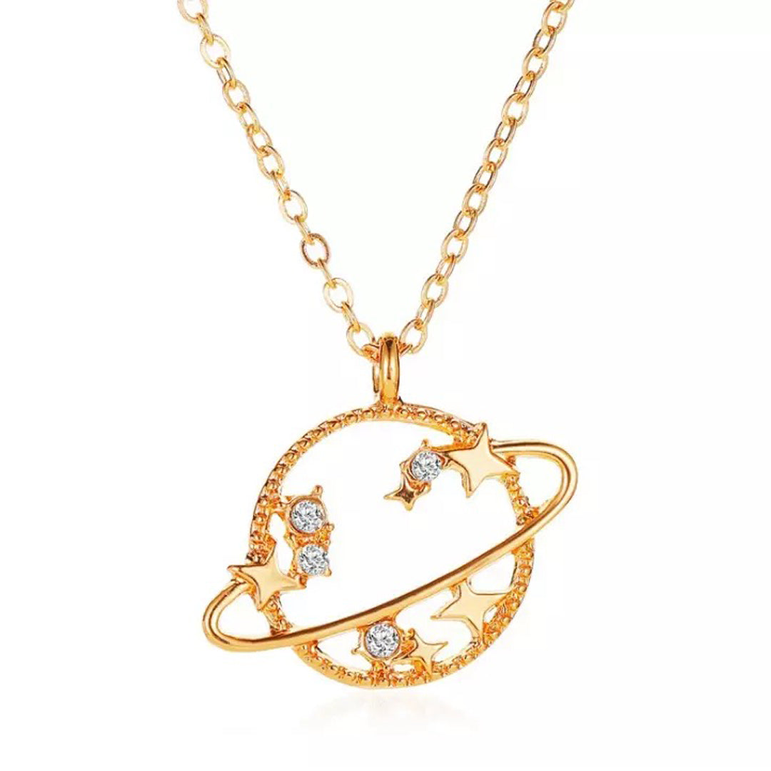 Gold Plated Star Studded Earth Pendant