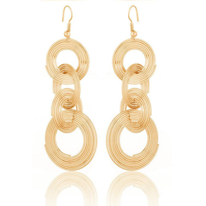 Pretty Gold Plated Multi Layered Ring Circle Hanging Earrings For Women and Girls - Vembley