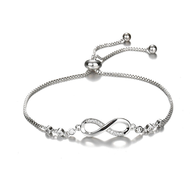 Vembley Fashion Silver Plated Infinity Slide Closure Bracelet for Women and Girls