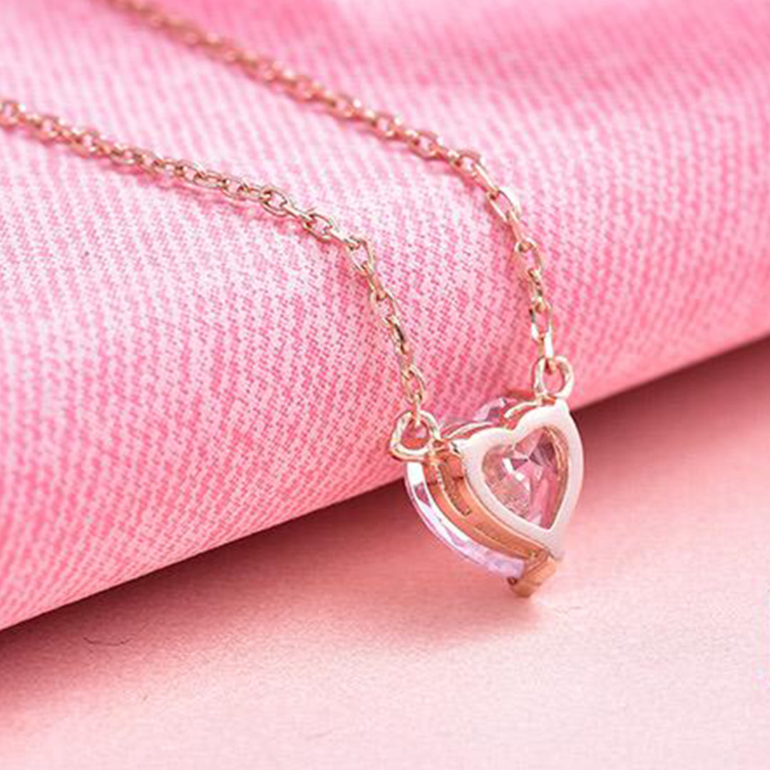 Vembley Gorgeous Gold Plated Diamond Heart Pendant Necklace for Women and Girls - Vembley