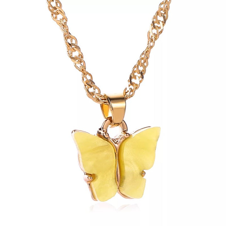 Gold Plated Yellow Butterfly Pendant