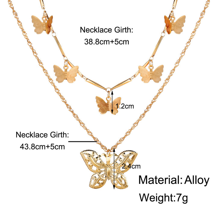 Golden Double Layered Butterfly Pendant