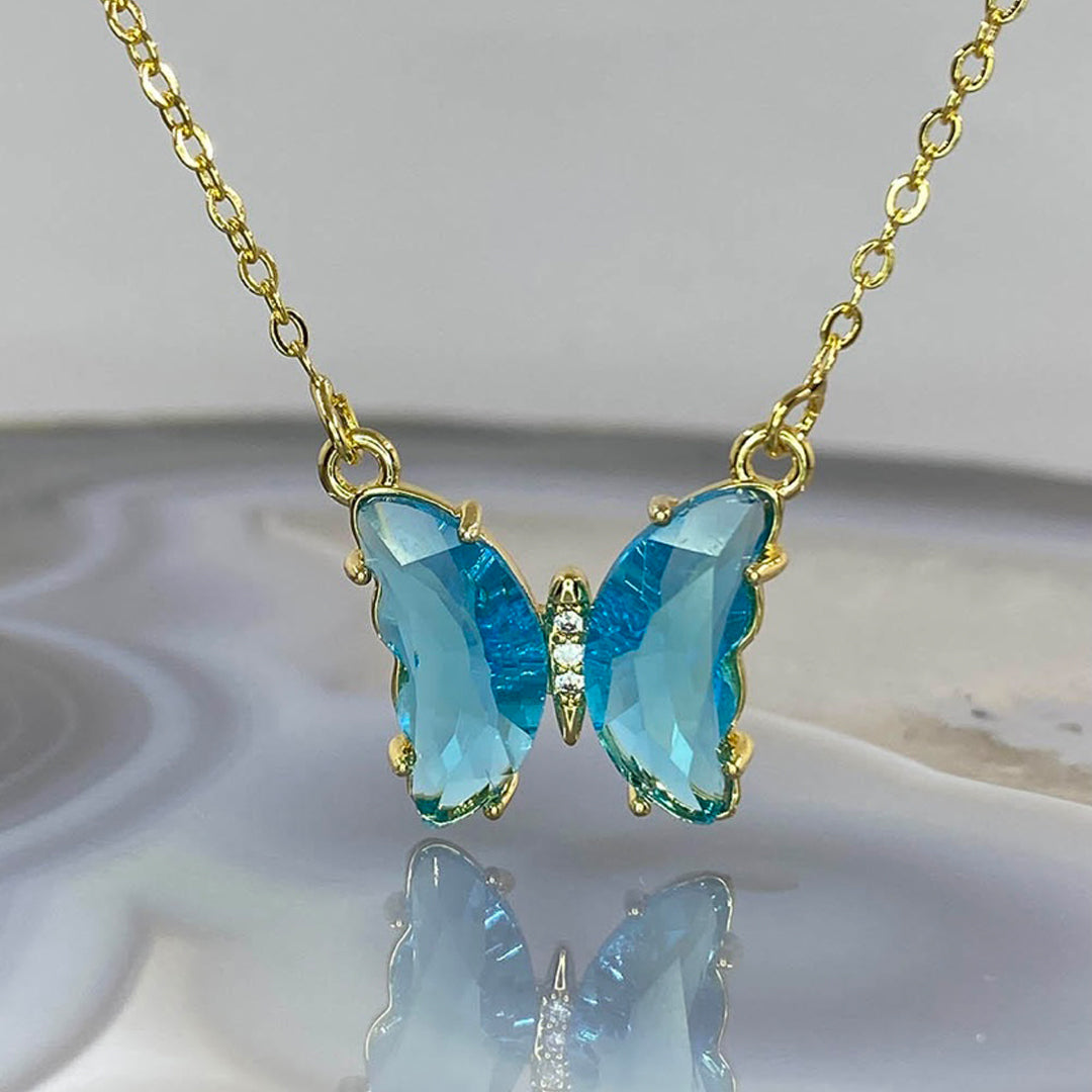 Combo Of 2 Blue Crystal Butterfly Pendant