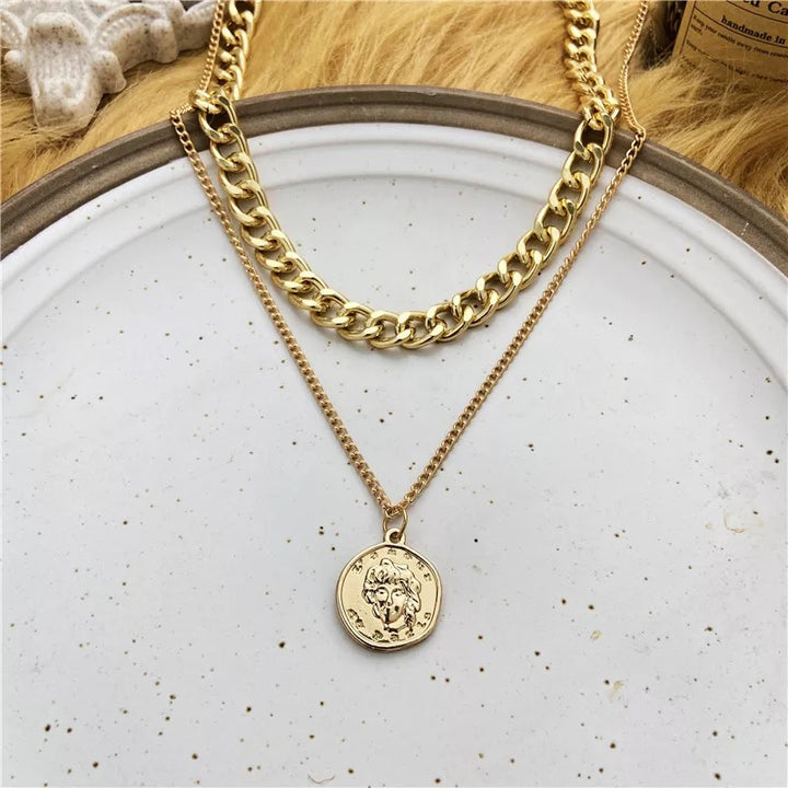 Combo of 2 Gold Plated World and Coin Pendant