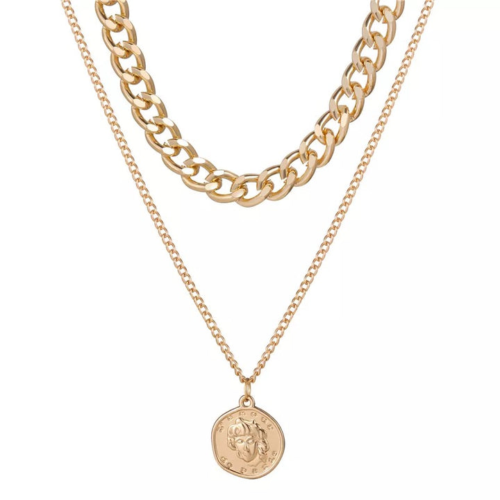 Gold Plated Layered Vintage Coin Pendant