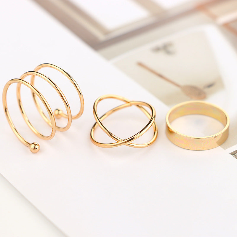 Vembley Trendy Western Style Gold Plated 6 Pcs Cubic , Knuckle Band Rings For Women and Girls