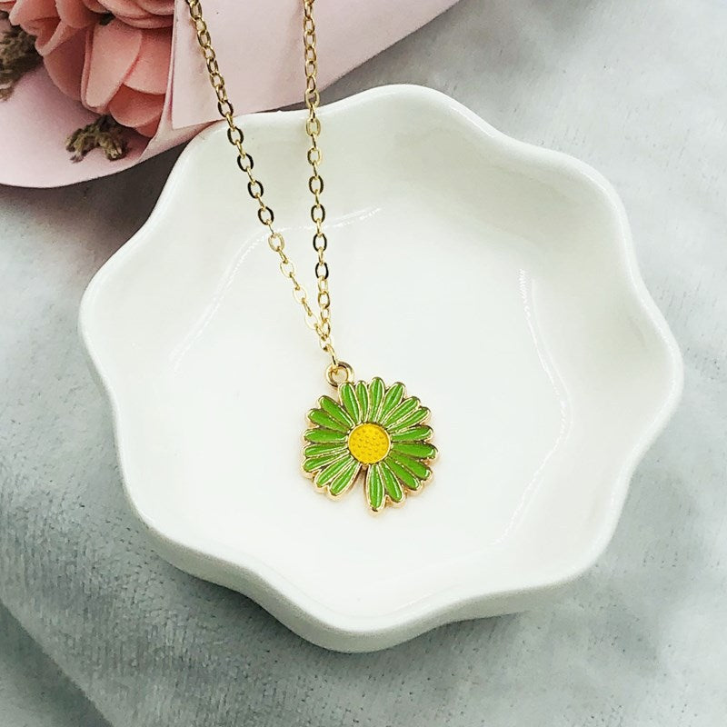Vembley Stunning Gold Plated Green Flower Pendant Necklace for Women and Girls