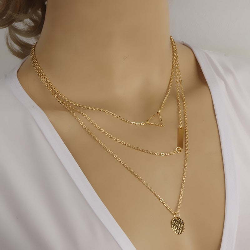 An alloy based Combo of 2 Pretty Gold Plated Layered Pendant Necklace