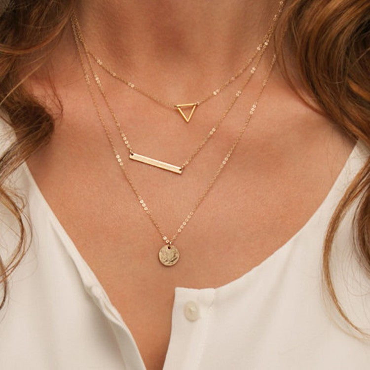 An alloy based Combo of 2 Pretty Gold Plated Layered Pendant Necklace