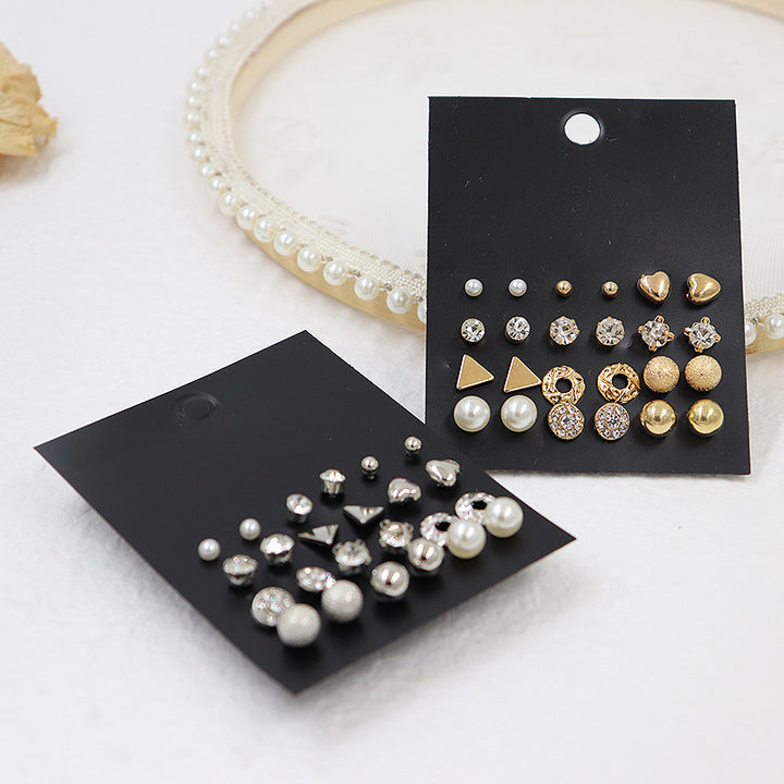 Combo Of 24 Pair Golden and Silver Studded Pearl Stud Earrings For Women and Girls