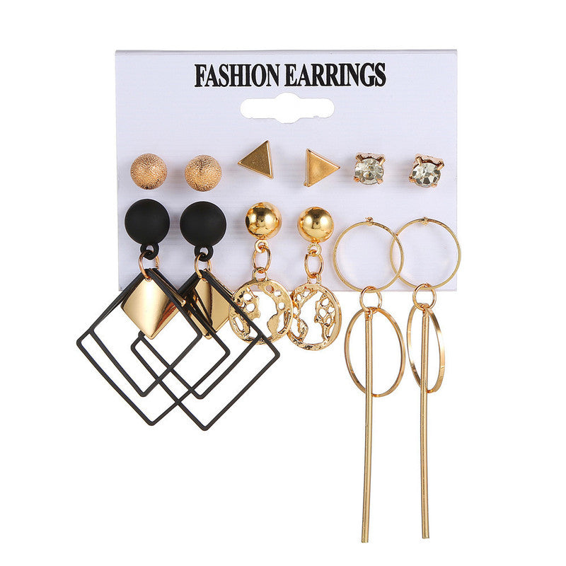 Combo of 12 Pair Lavish Gold Plated Studs and Hoop Earrings