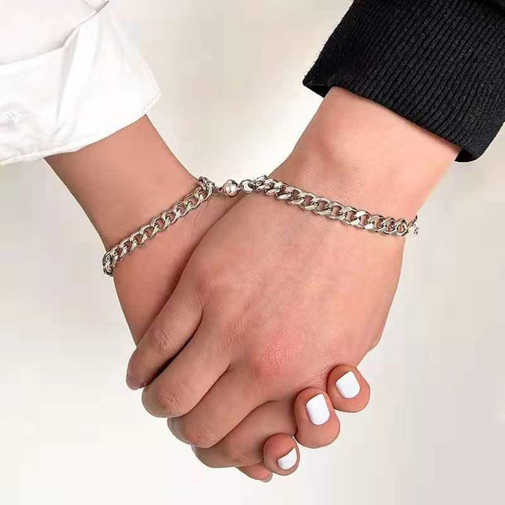 Vembley 2 PCs Special Mutual Attraction Relationship Matching Round Ball Shape Magnet Bracelet For Men and Women
