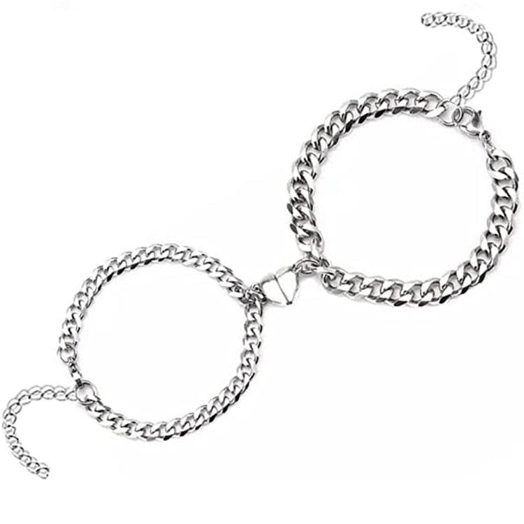 Magnetic Bracelet Couple Magnetic Heart Bracelet Girlfriend Boyfriend  Bracelet Lover 1 Pair Silver | Fruugo NO