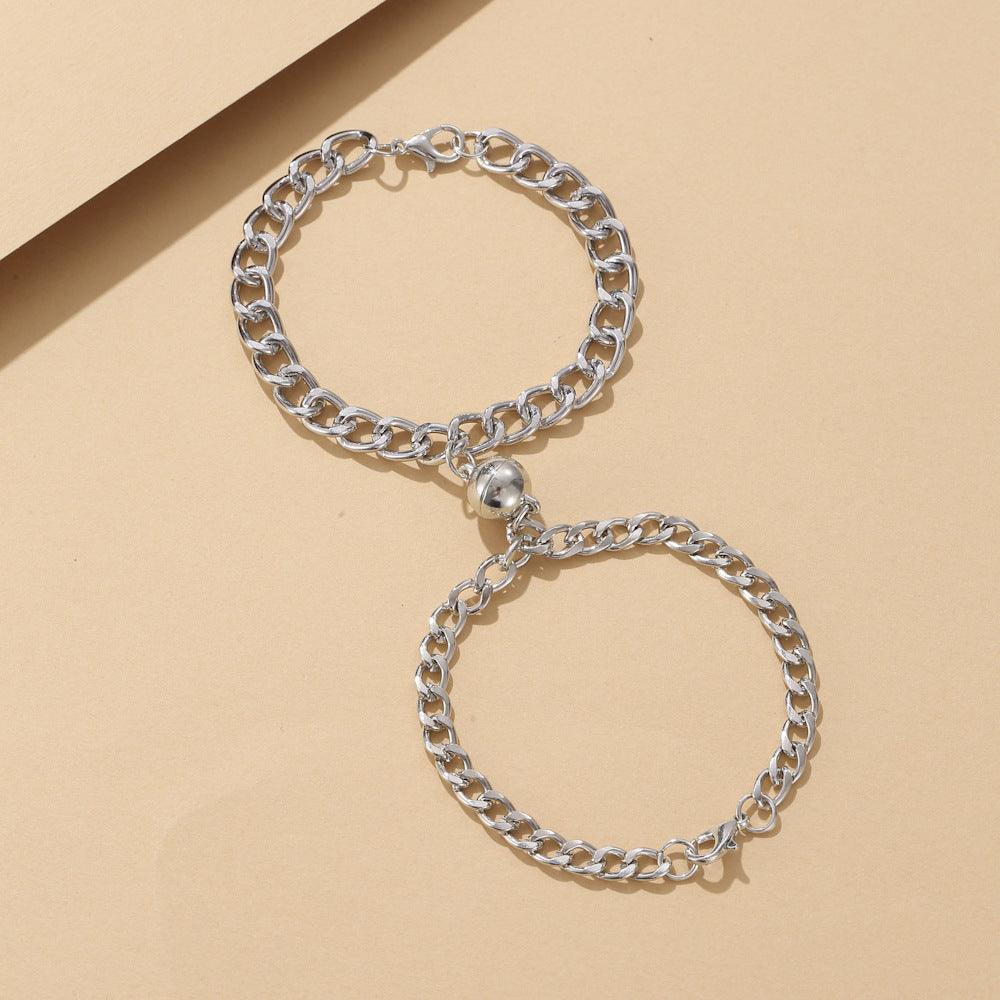 Vembley 2 PCs Special Mutual Attraction Relationship Matching Round Ball Shape Magnet Bracelet For Men and Women - Vembley