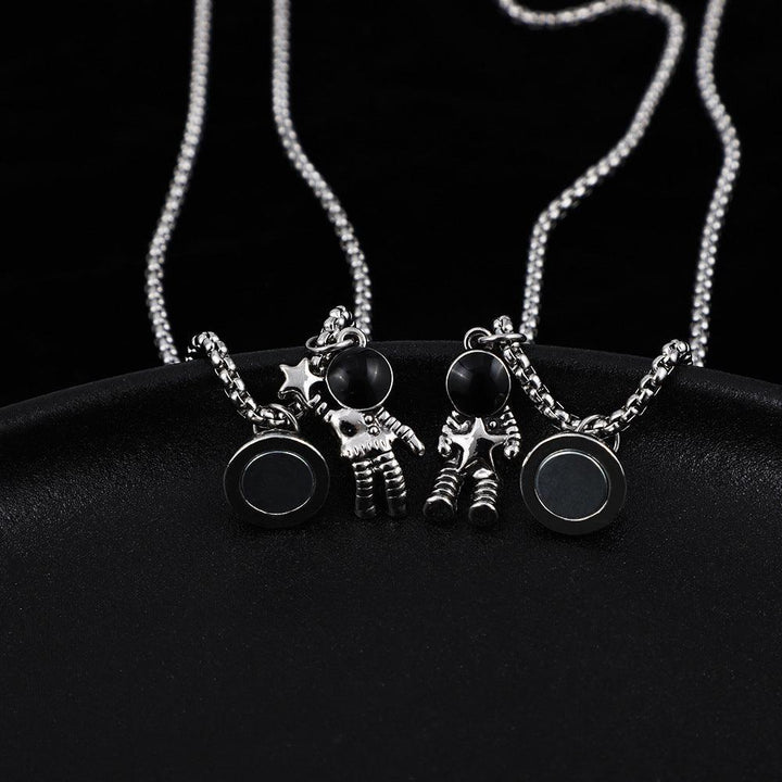 Vembley  Stylish 2 Pcs Ball Magnet Astronaut Couple, Promise and Friendship Lockets Necklace For Men and Women - Vembley