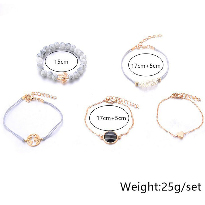 Combo of 5 Multi Designs Copper Charm Bracelets