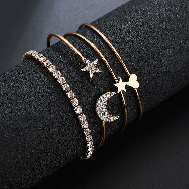 Studded Moon Star Heart Combo of Charm Bracelets – Vembley