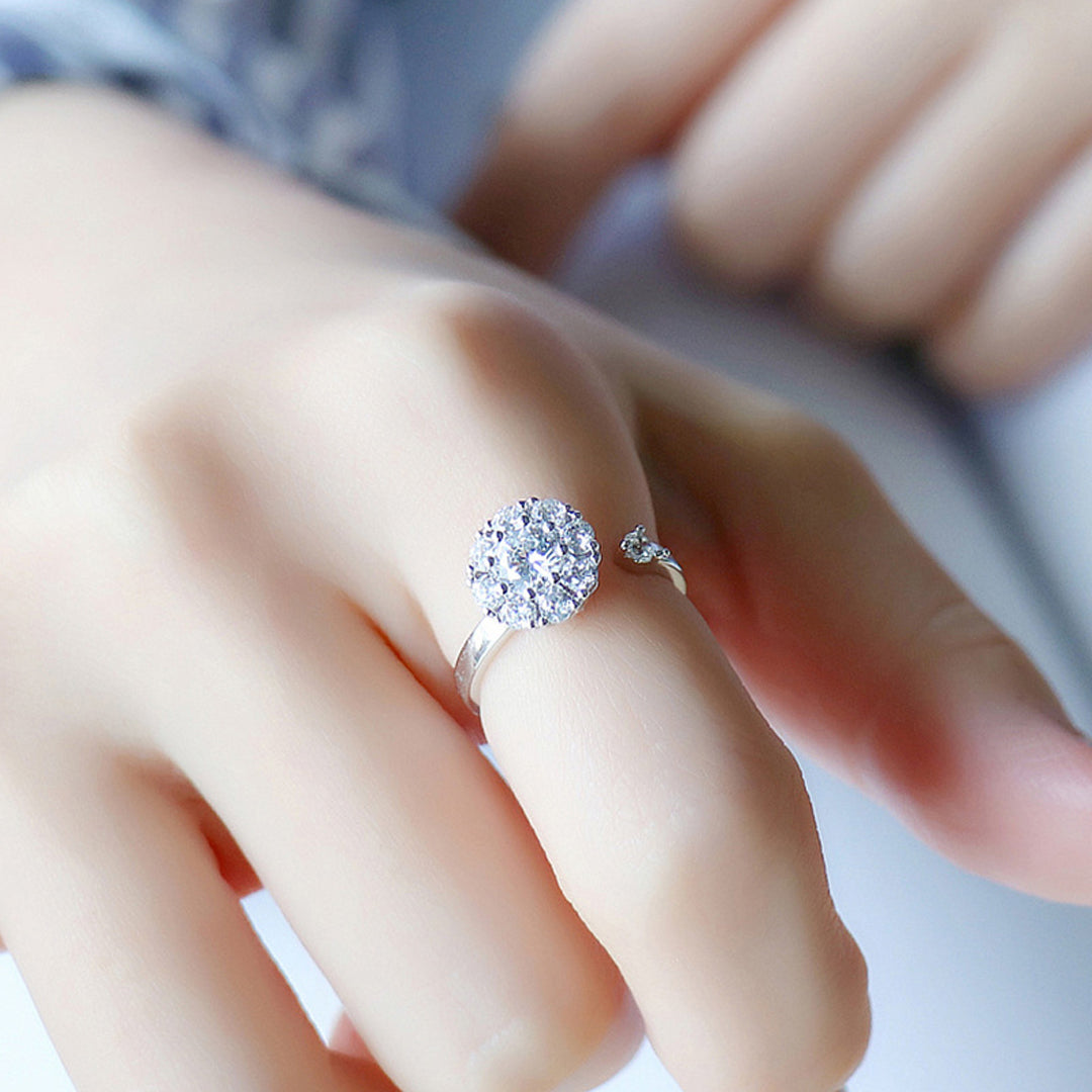 Revolving Ring Silver Adjustable Silver Crystal Rotating Ring – Vembley