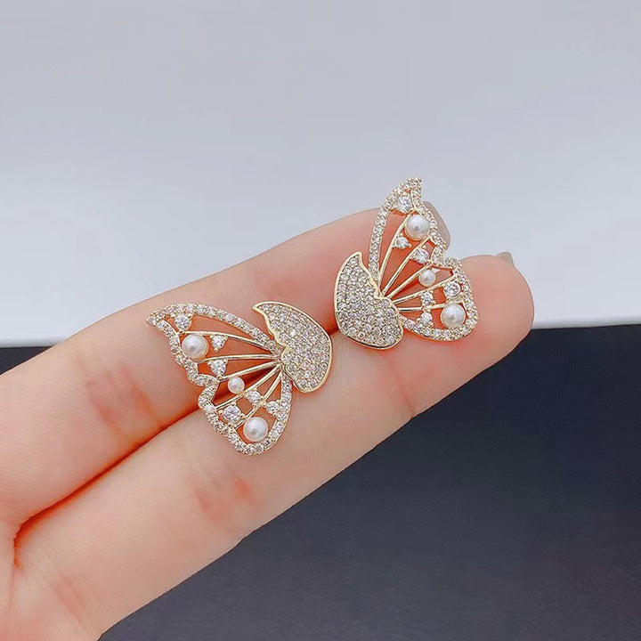 Double Sided Butterfly Stud Korean Earrings