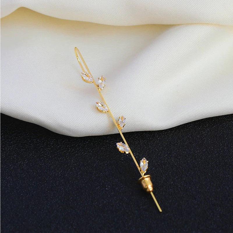 Vembley Attractive Gold Plated Studed Leaf Ear Cuff for Women & Girls - Vembley