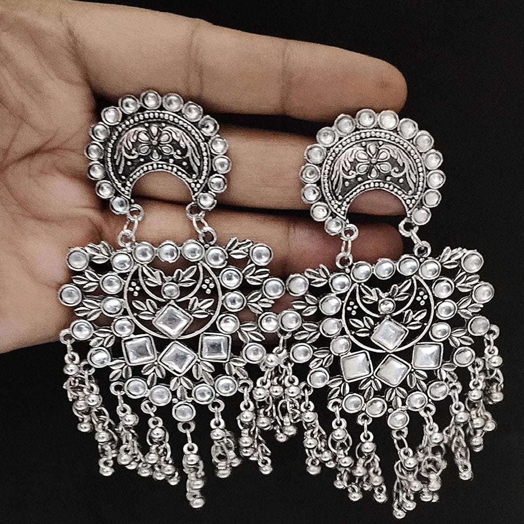 Oxidised Antique Afghani Dangle Earrings