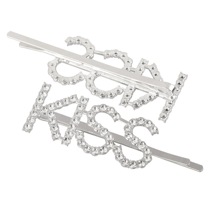 Vembley Stunning Silver Kiss Word Hairclip For Women and Girls