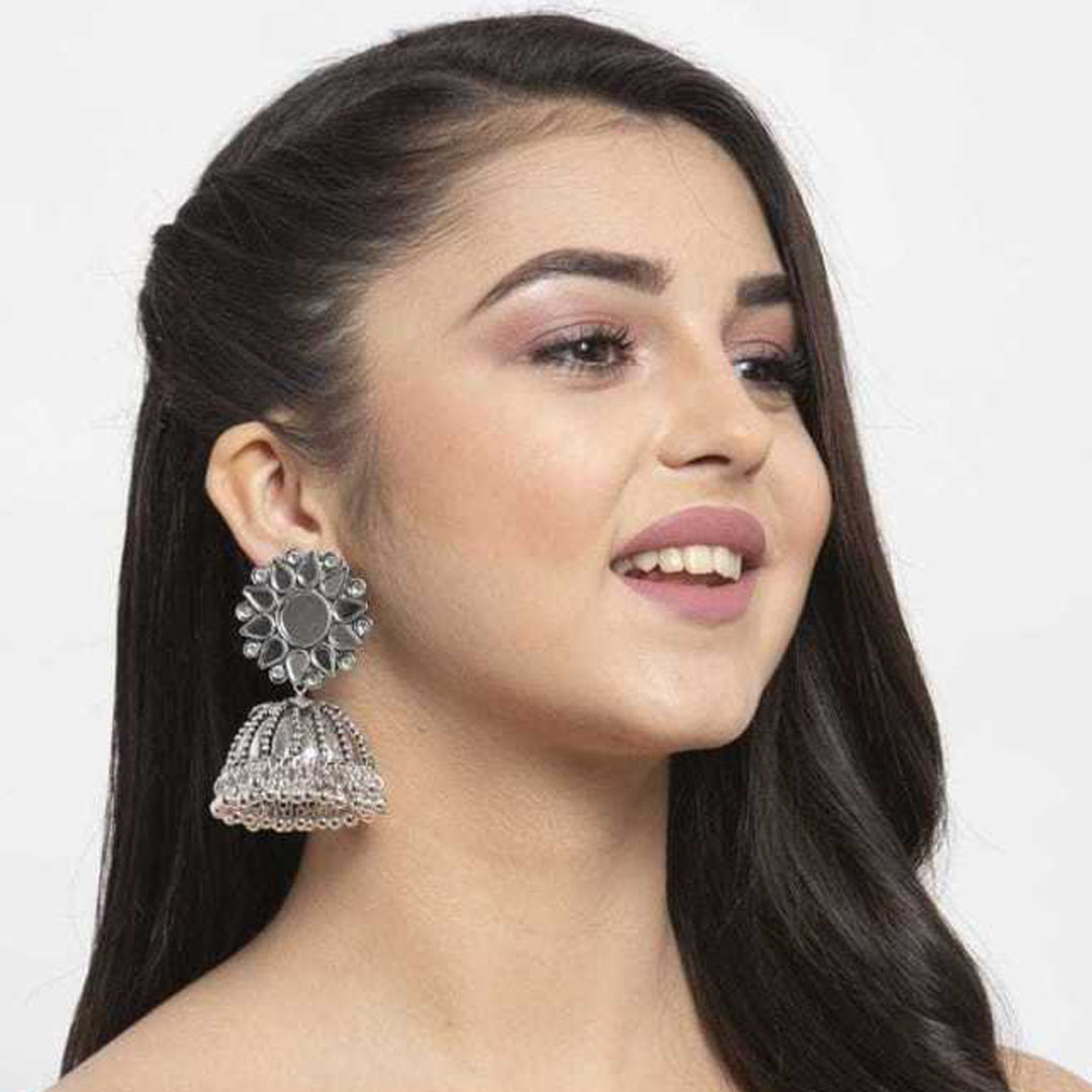Combo of 2 Chandelier Jhumki and Square Mirror Earrings