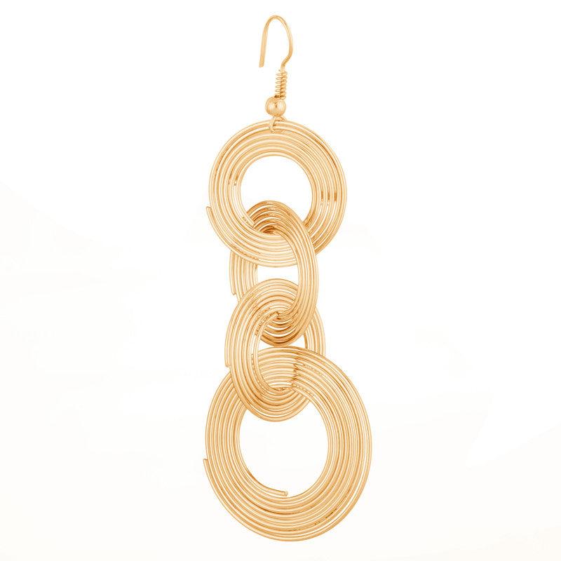 Pretty Gold Plated Multi Layered Ring Circle Hanging Earrings For Women and Girls - Vembley