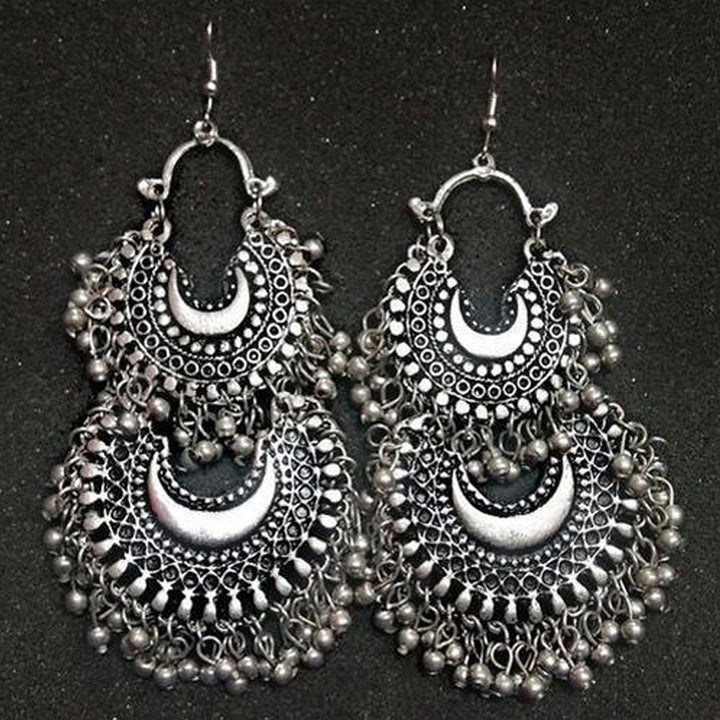 Pack of 2 Layered Golden and Silver Chandbali Earrings