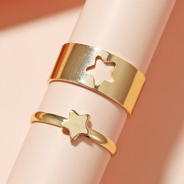 Golden Star Matching Wrap Finger Couple Ring