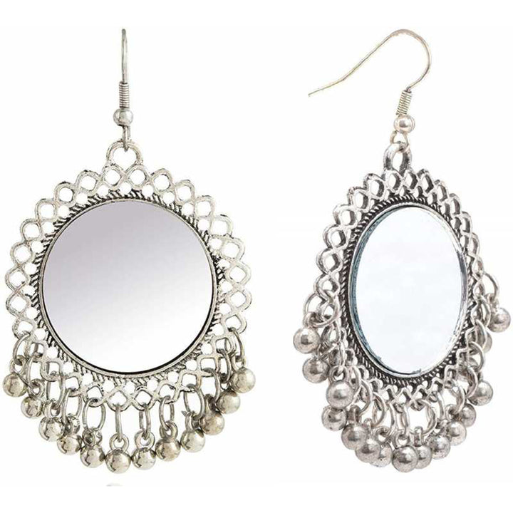 Pack of 2 Silver Half Moon and Mirror Jhumki