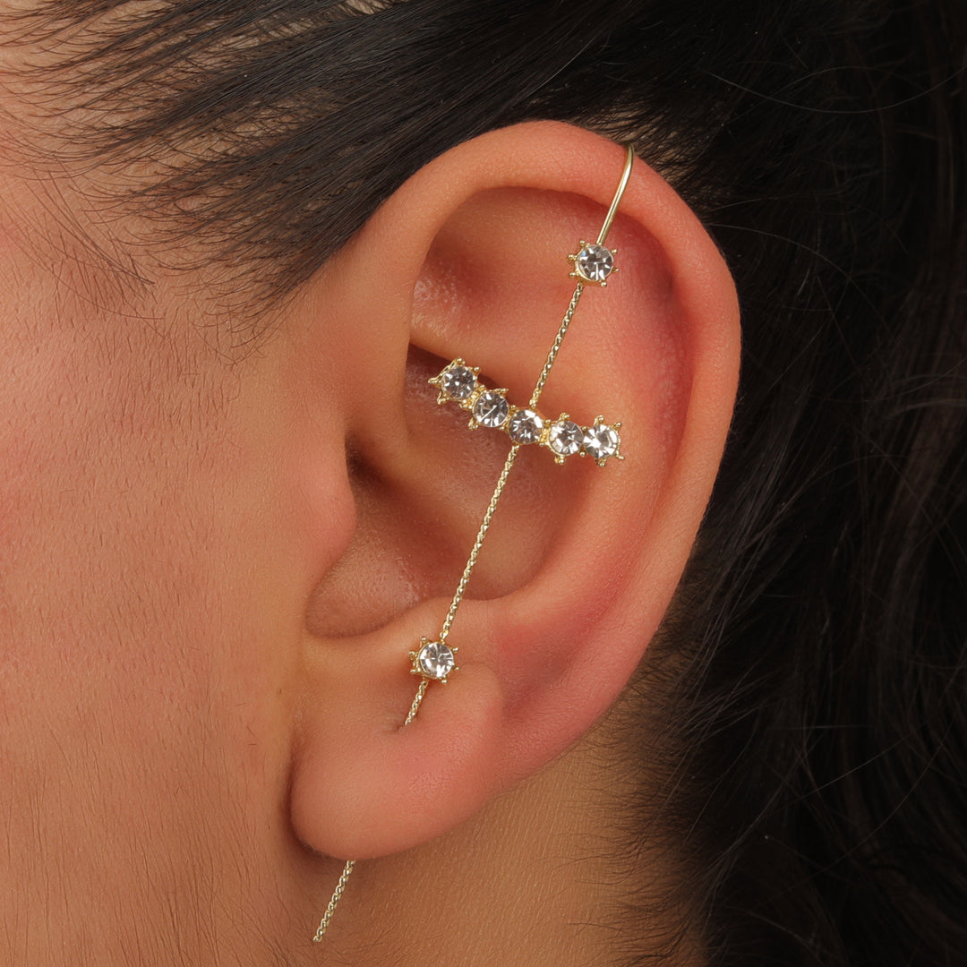 Pack Of 3 Studded Cross And Thunderbolt Ear Cuff