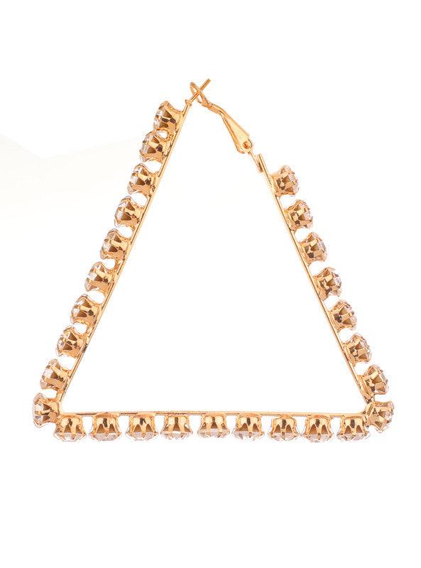 Shinning Studded Tringle Golden Hanging Earing For Women and Girls - Vembley