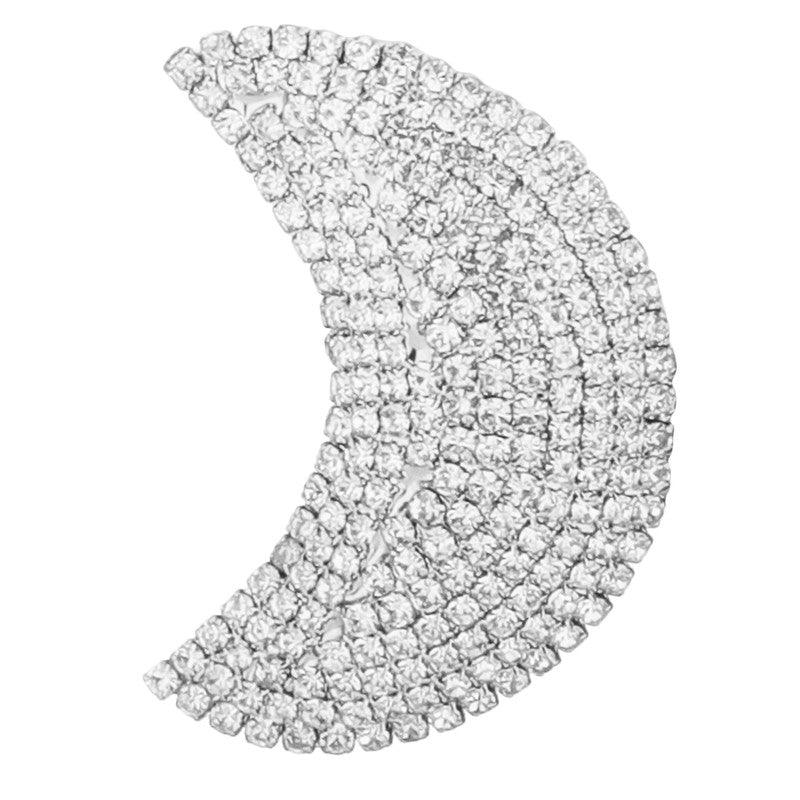 Lavish Silver Studded Shinning Half Moon Stud Earing For Women and Girls - Vembley