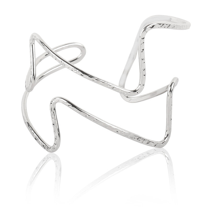 Vembley Stylish Silver Waves Bracelet For Women and Girls