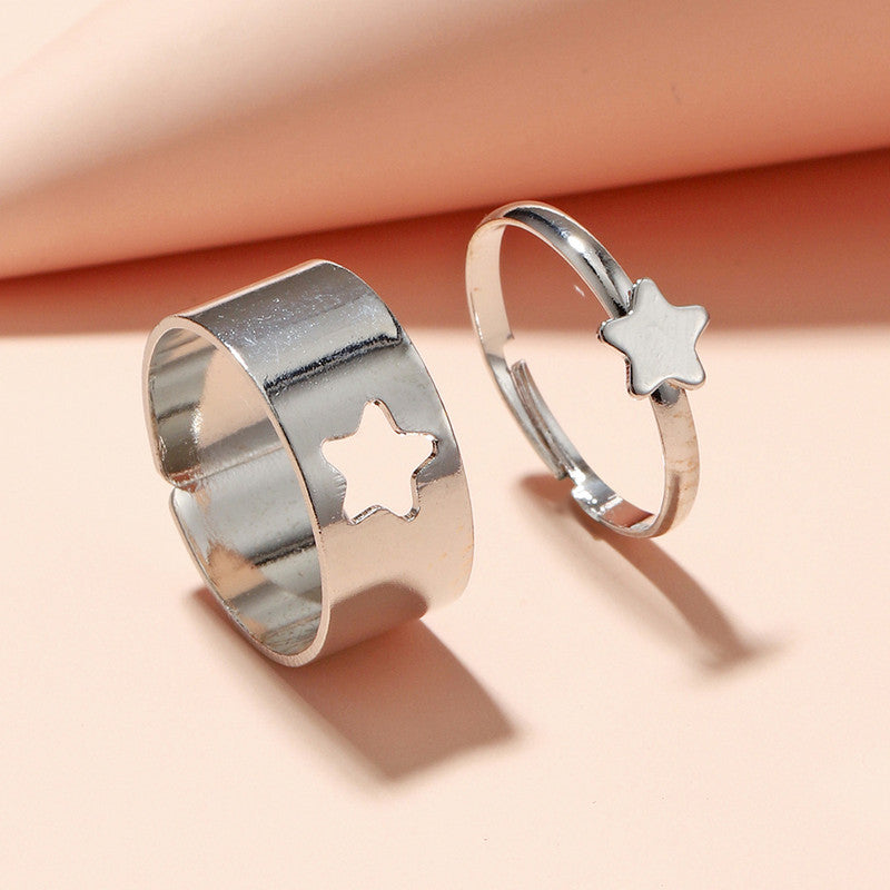 Silver Star Matching Wrap Finger Couple Ring