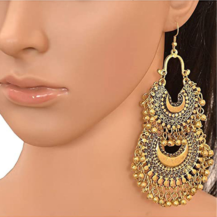 Double Layer Afghani Golden Chandbali Earrings